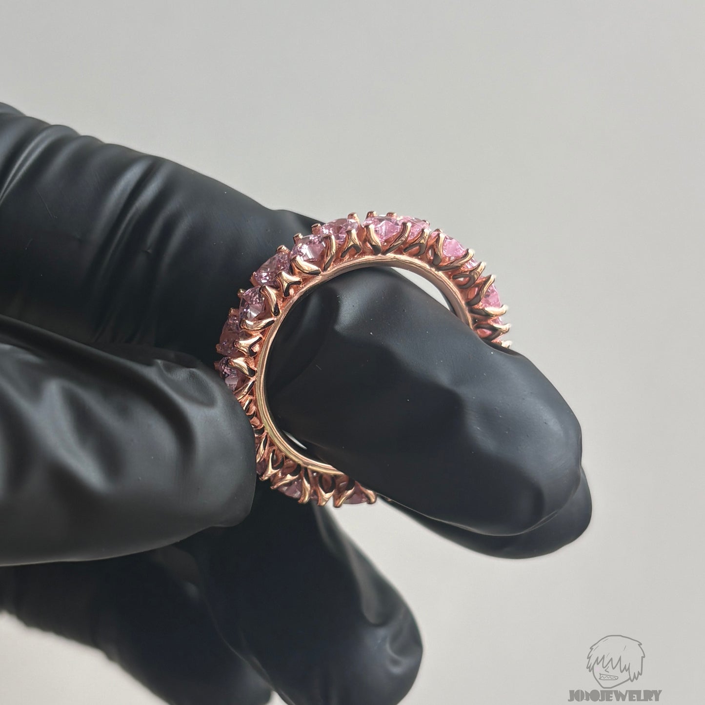 4mm Pink Heart Cut Eternity Ring