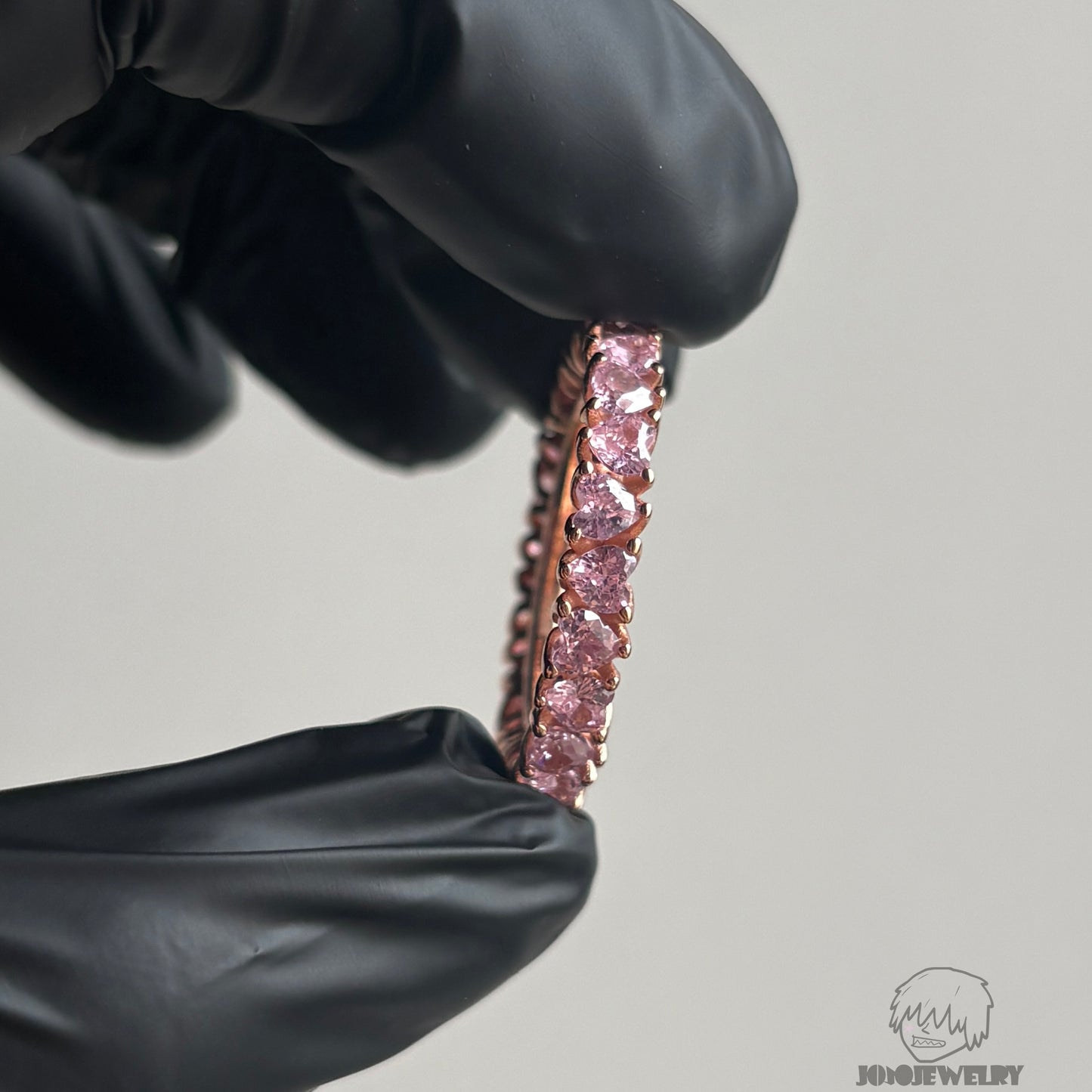 4mm Pink Heart Cut Eternity Ring