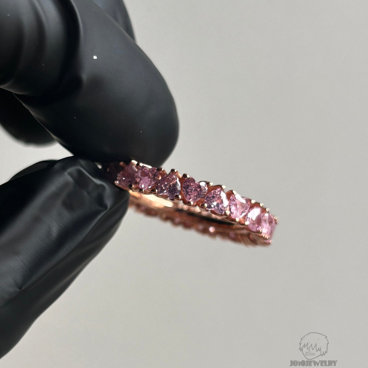 4mm Pink Heart Cut Eternity Ring