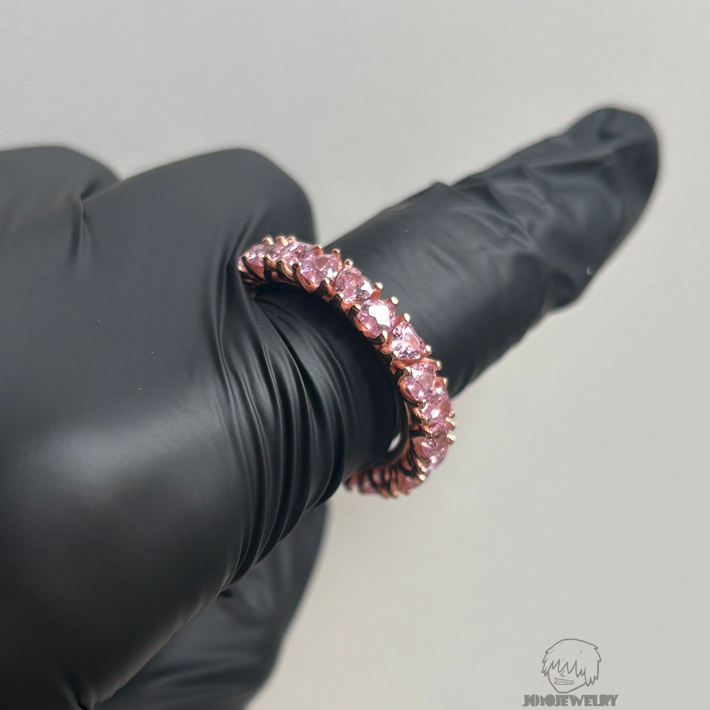4mm Pink Heart Cut Eternity Ring