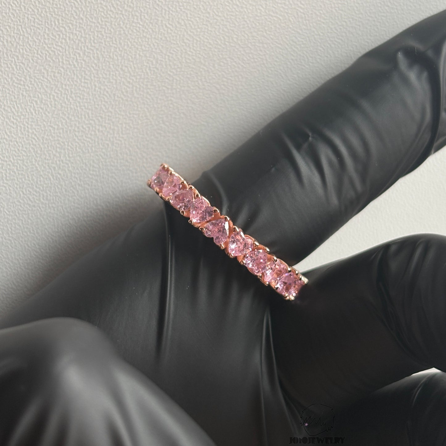 4mm Pink Heart Cut Eternity Ring