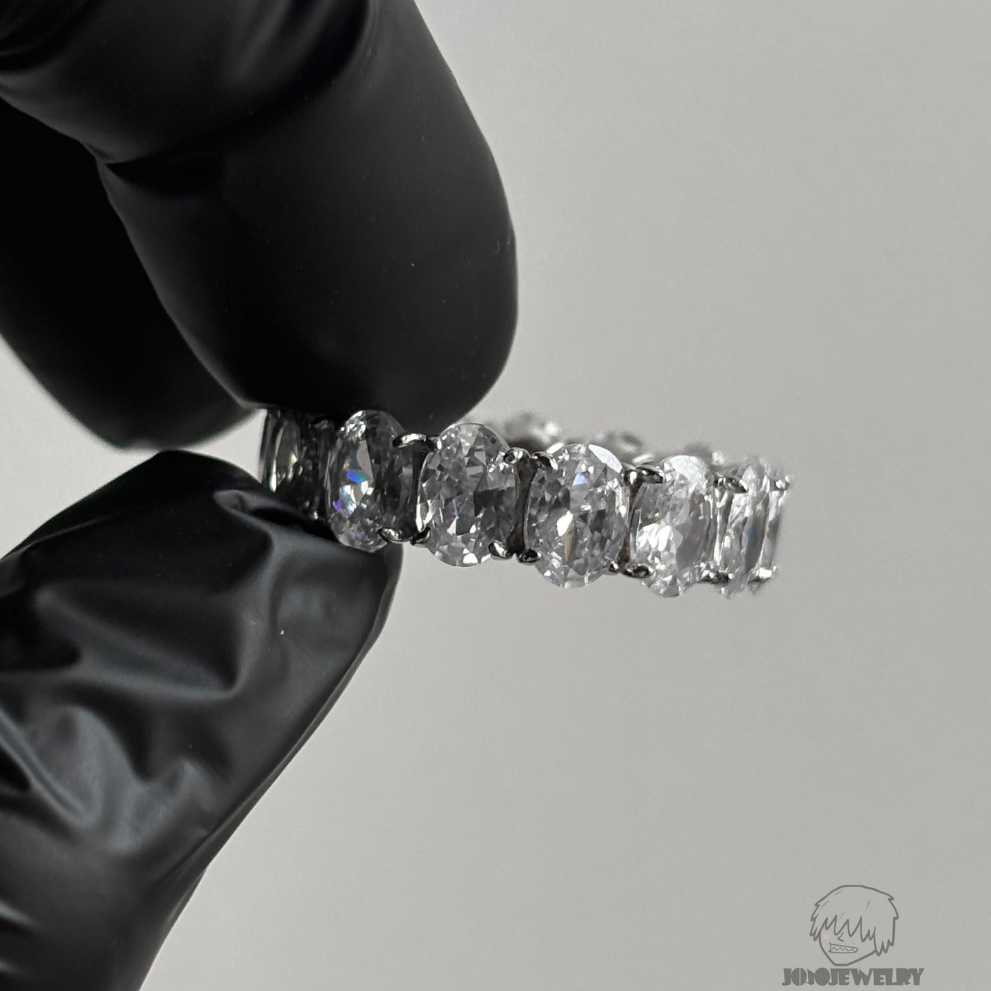 7mm 925 Sterling Silver Oval Cut Eternity Band