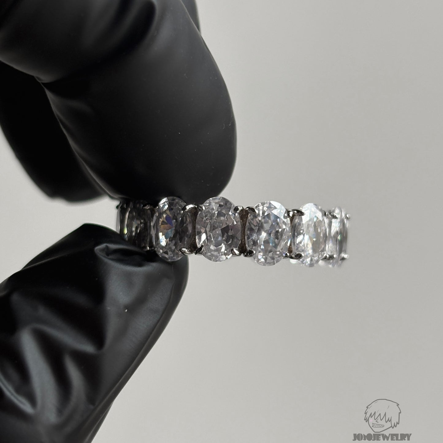 7mm 925 Sterling Silver Oval Cut Eternity Band