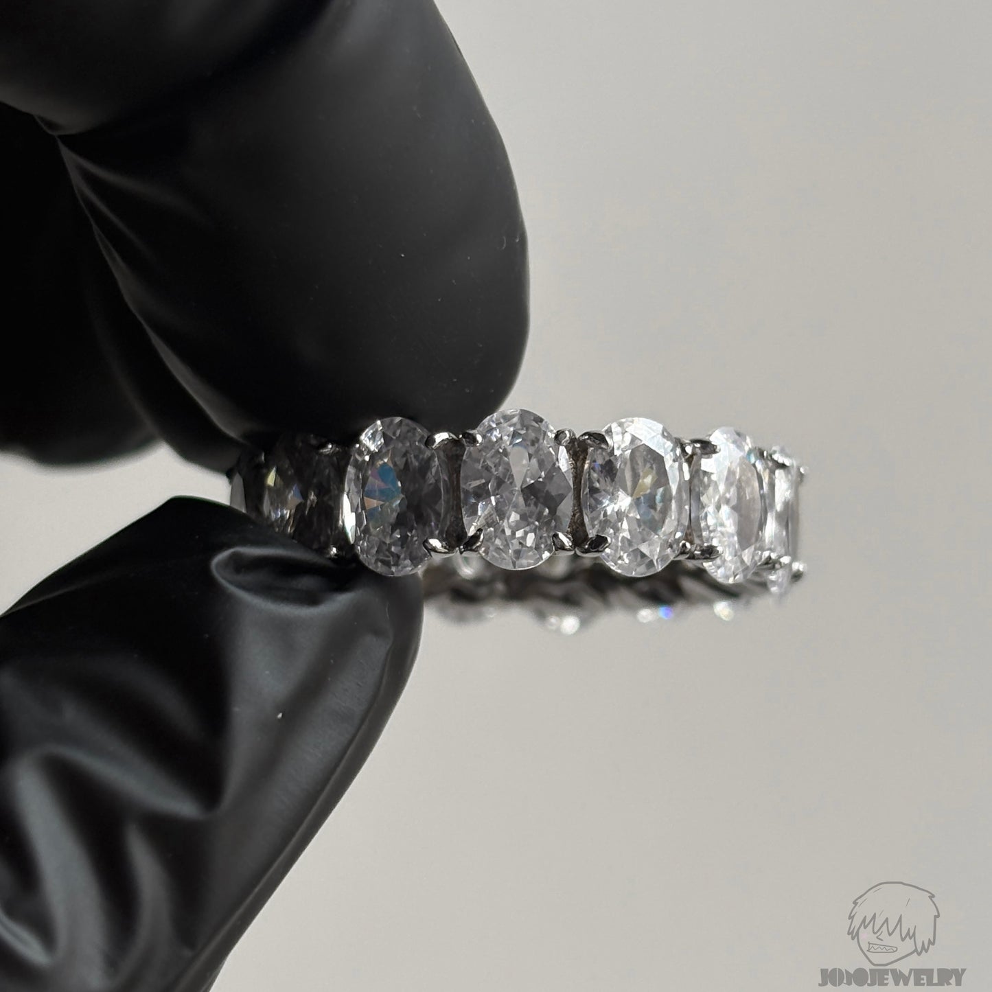 7mm 925 Sterling Silver Oval Cut Eternity Band