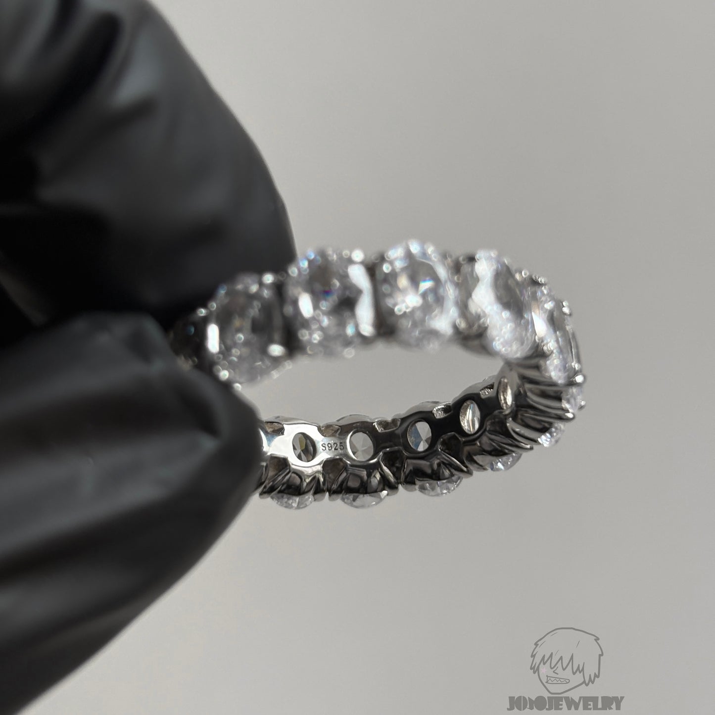 7mm 925 Sterling Silver Oval Cut Eternity Band