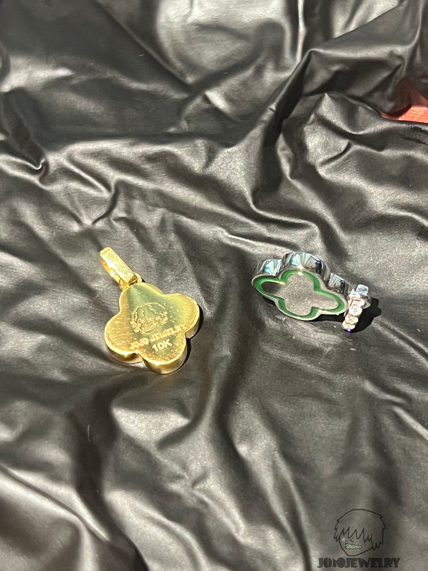 Green Enamel Quatrefoil Pendant
