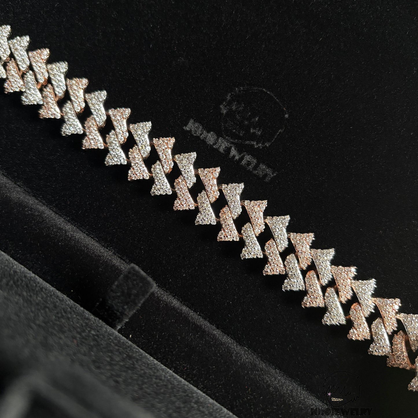 17mm 925 Silver Moissanite Iced Double-Point Cuban Chain