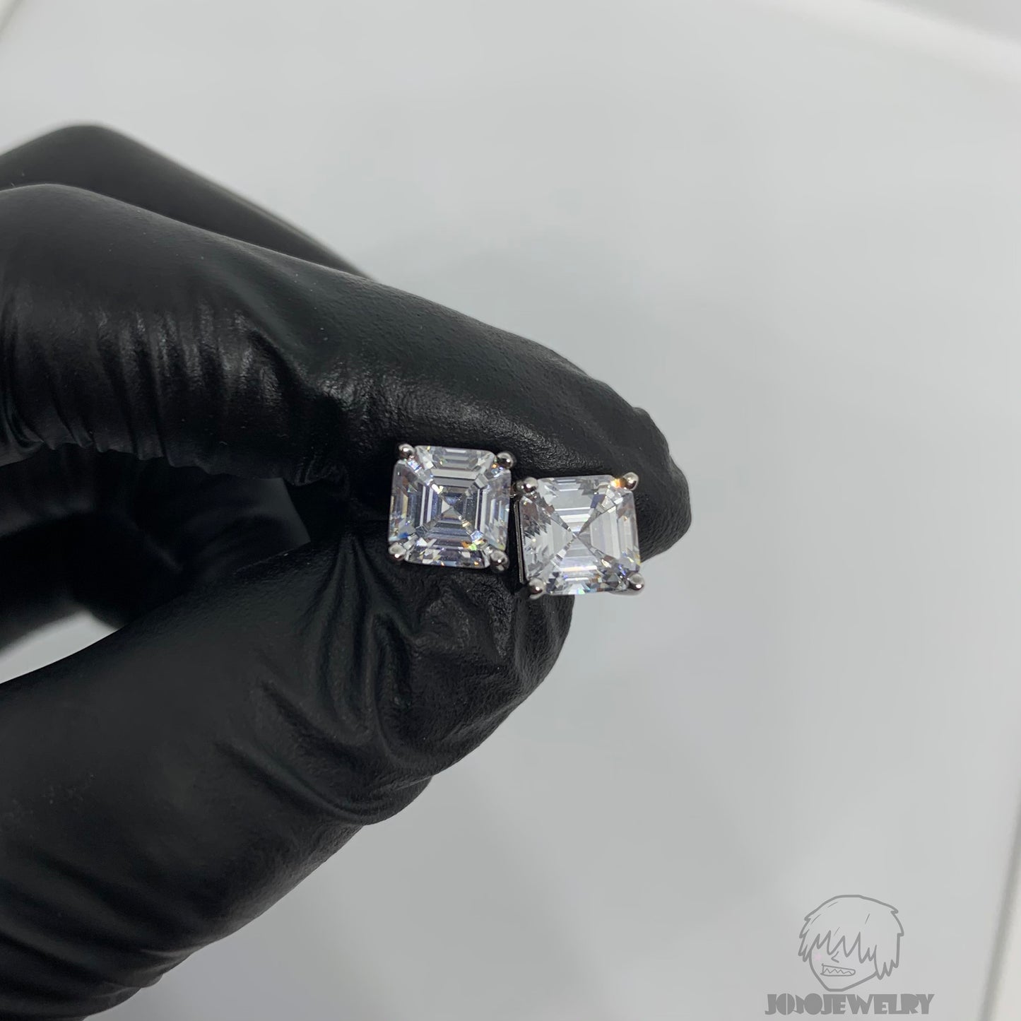 7mm Asscher Cut Stud Earrings