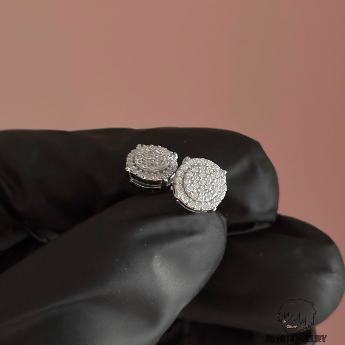 8mm Double-Layer Fully Iced Stud Earrings – 925 Sterling Silver & CZ