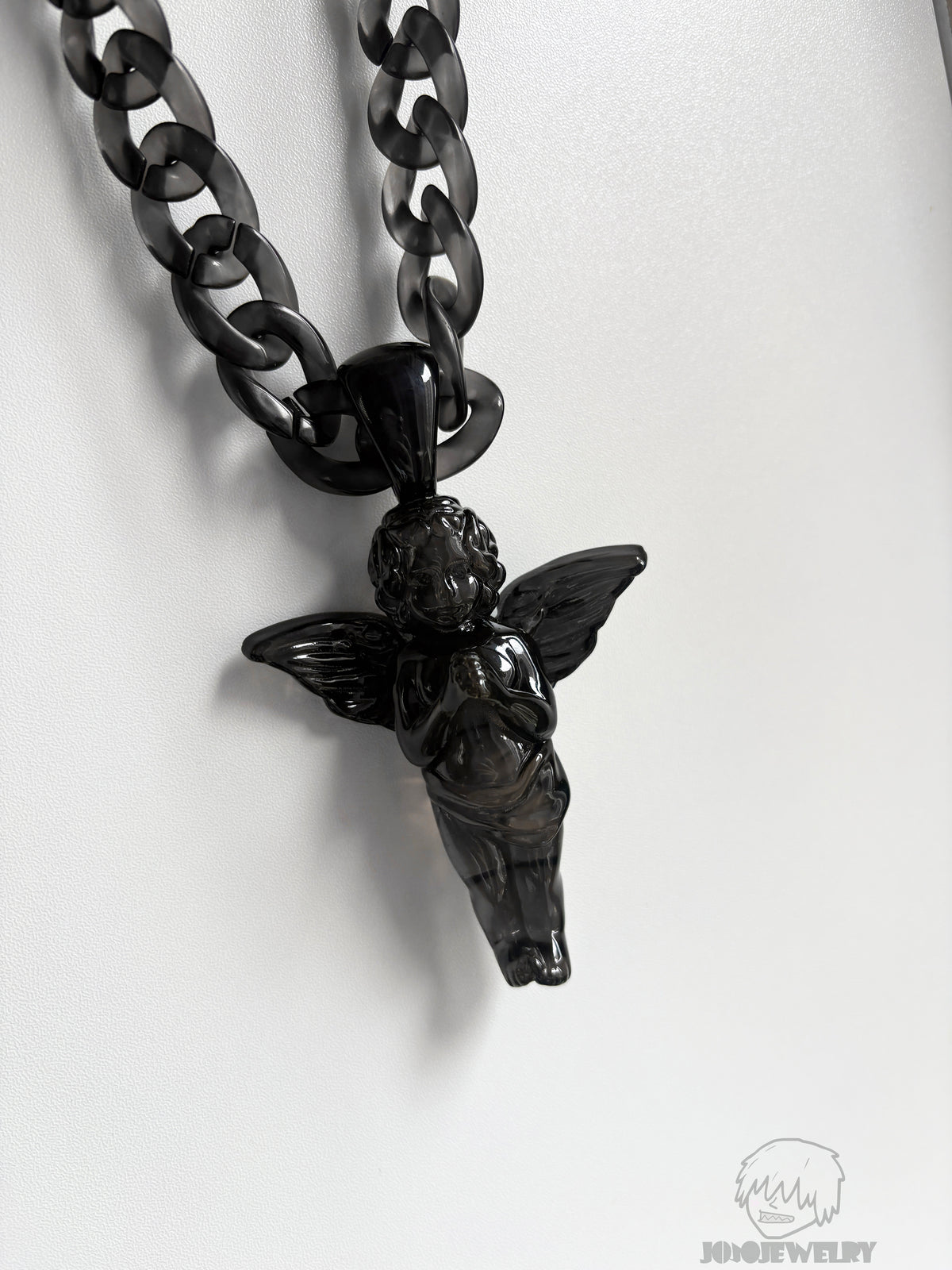 Black Angel – Resin Pendant & Cuban Chain