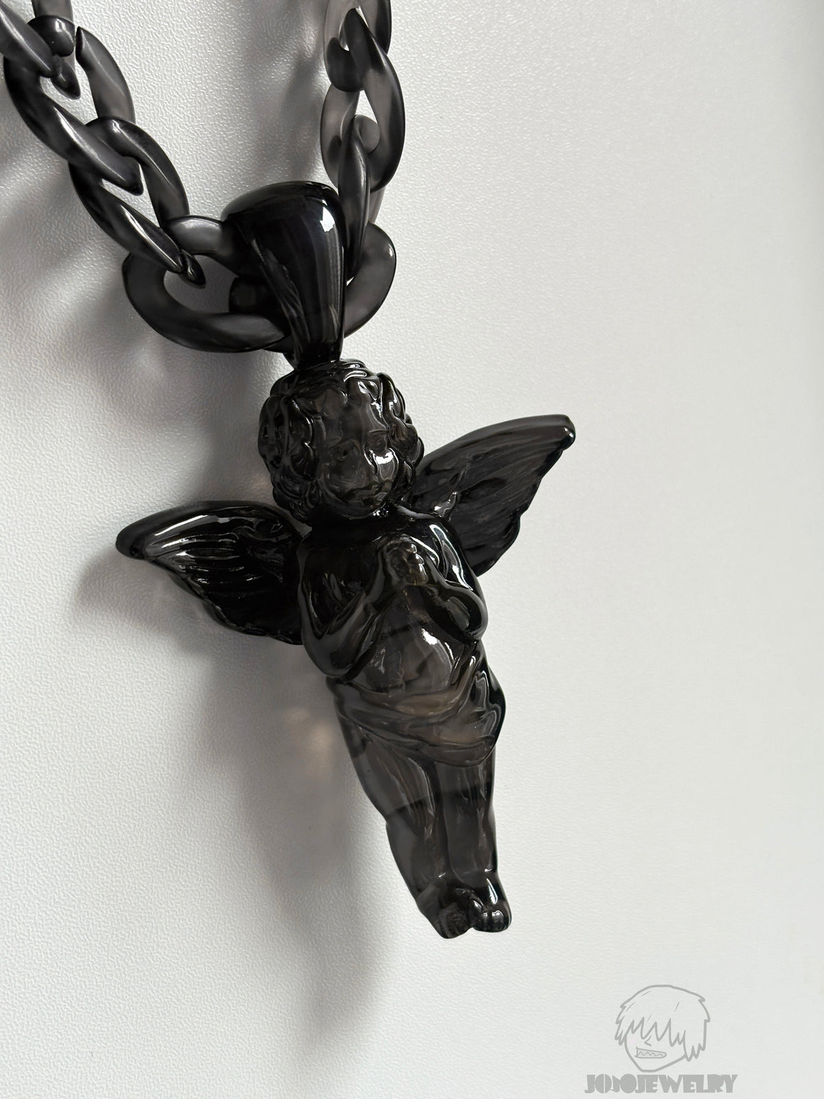 Black Angel – Resin Pendant & Cuban Chain