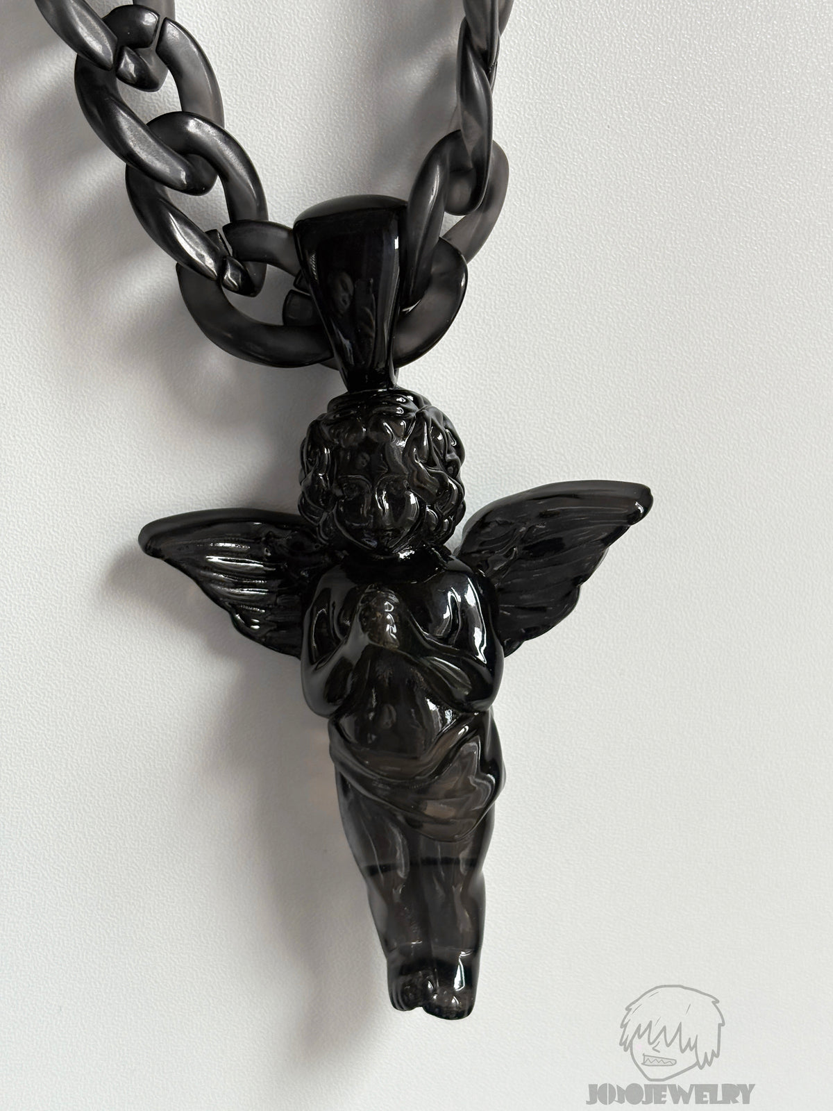 Black Angel – Resin Pendant & Cuban Chain