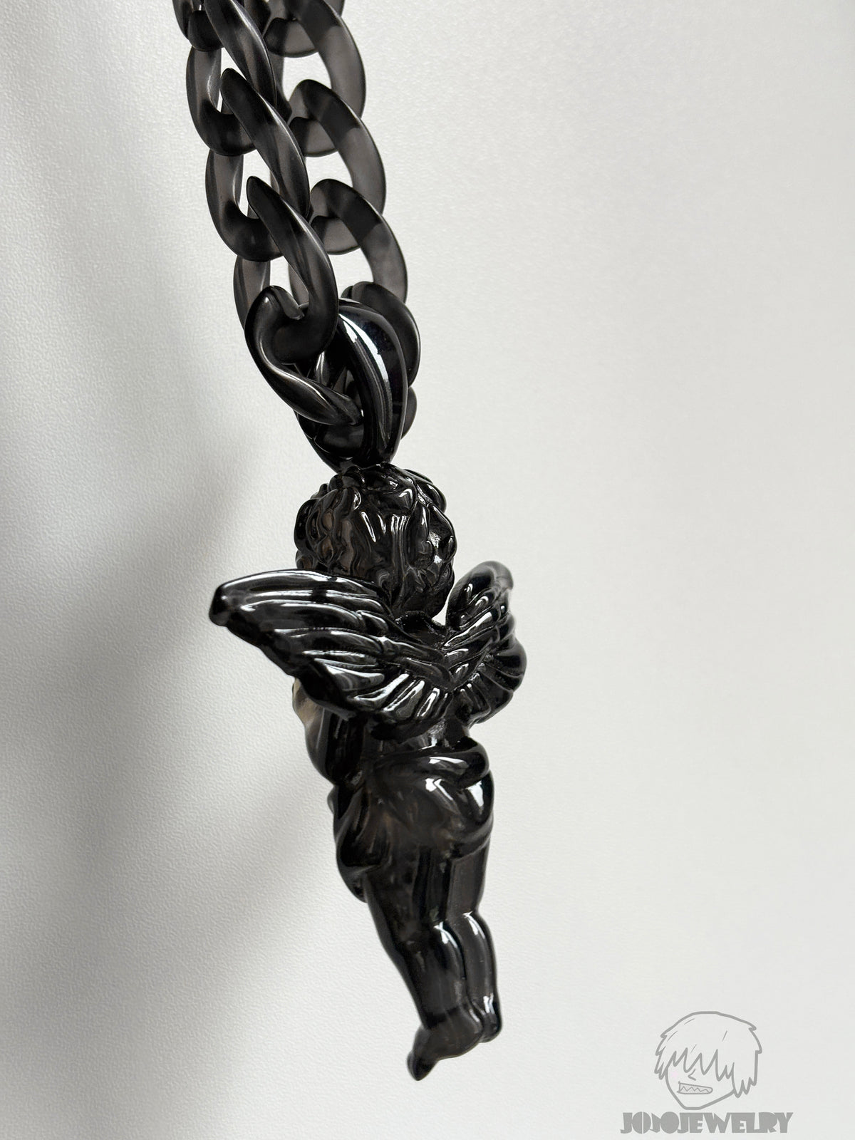Black Angel – Resin Pendant & Cuban Chain