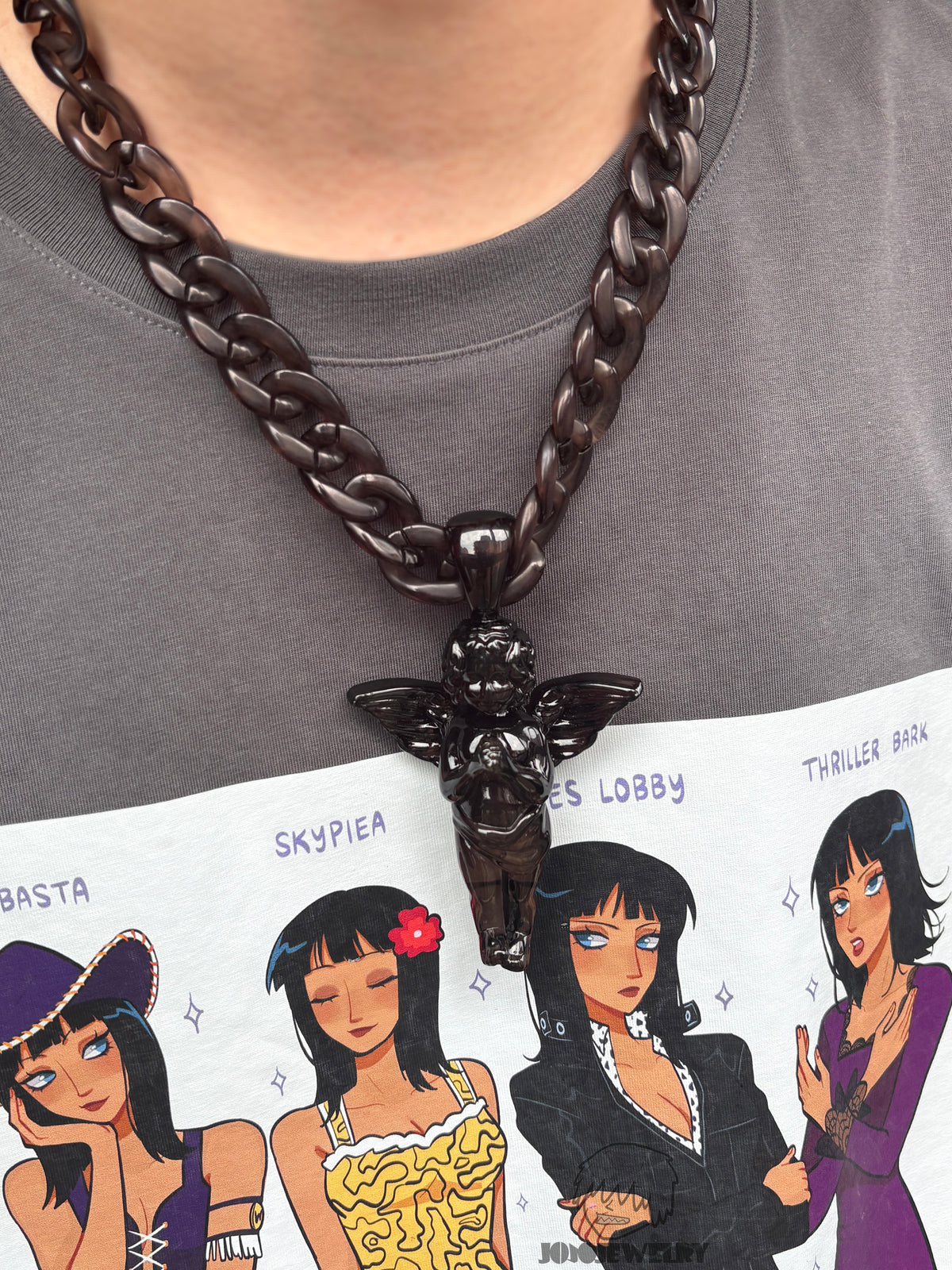 Black Angel – Resin Pendant & Cuban Chain