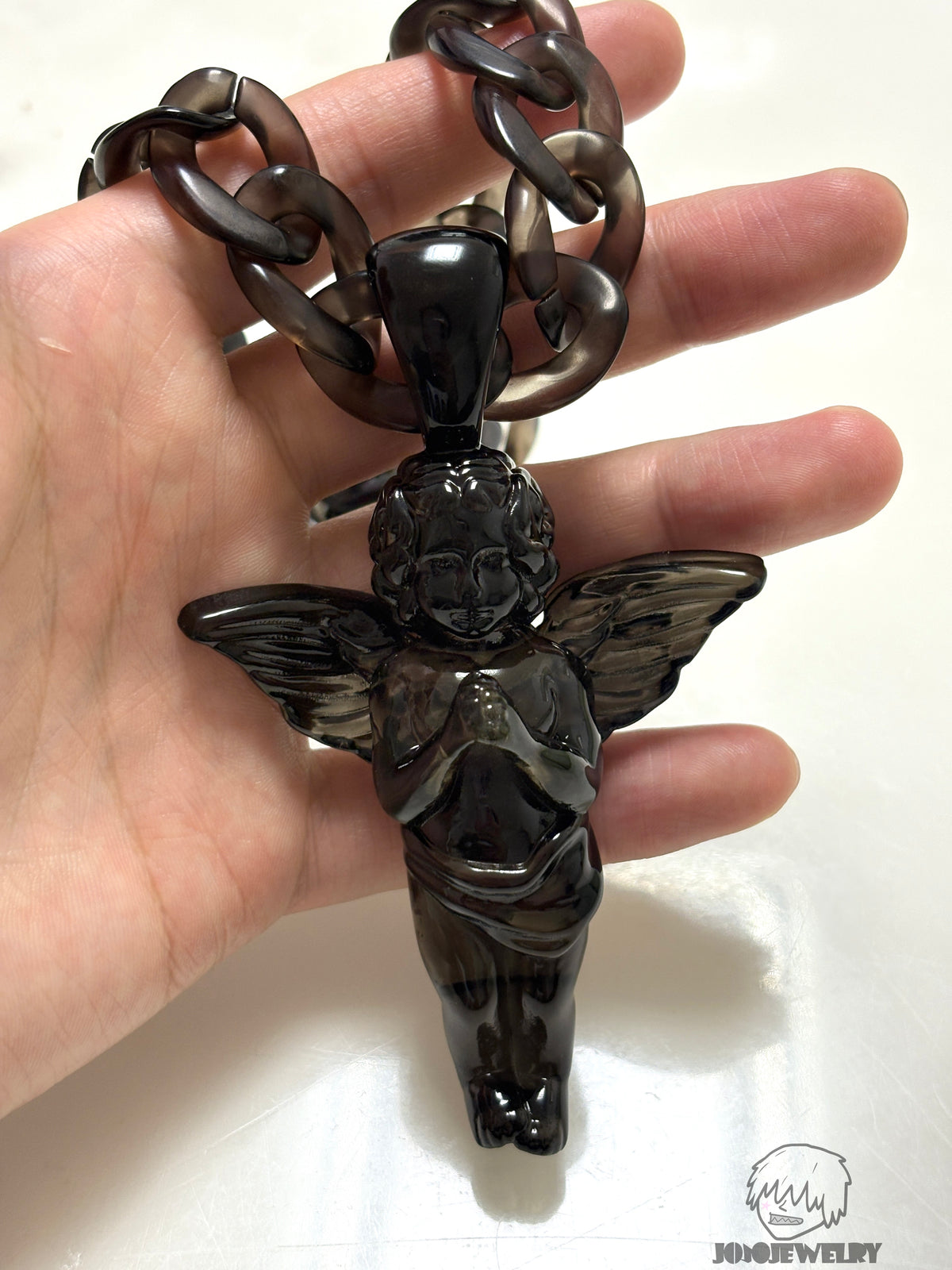 Black Angel – Resin Pendant & Cuban Chain