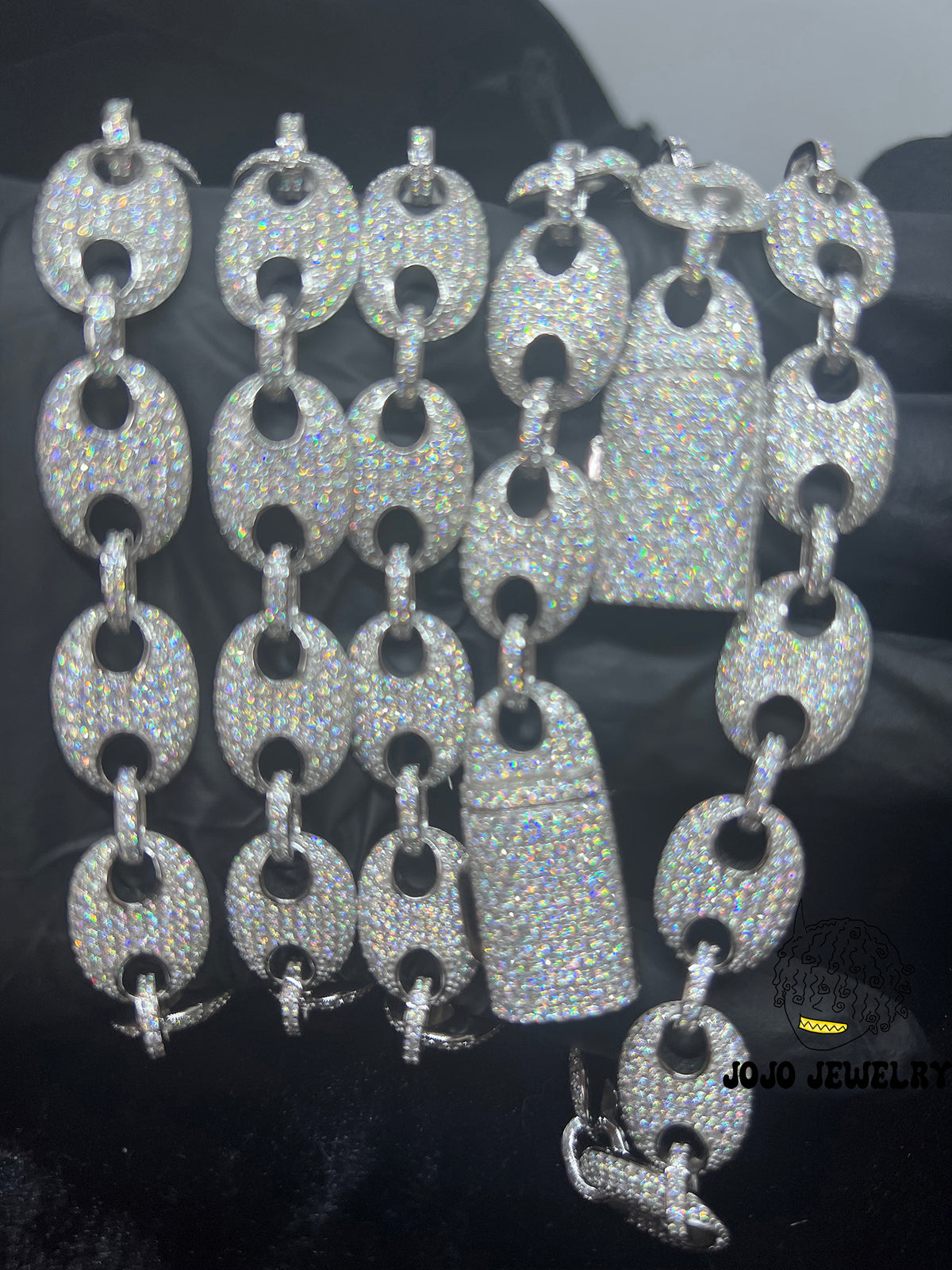 13mm Solid Silver Moissanite Iced G-Link Chain