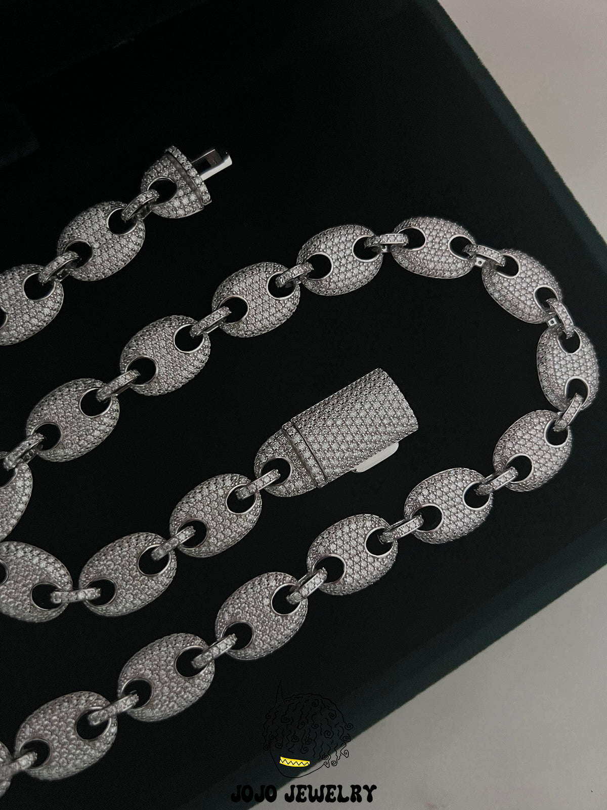 13mm Solid Silver Moissanite Iced G-Link Chain
