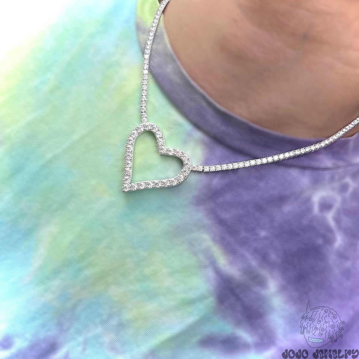Heart Tennis Chain – 925 Sterling Silver VVS Moissanite