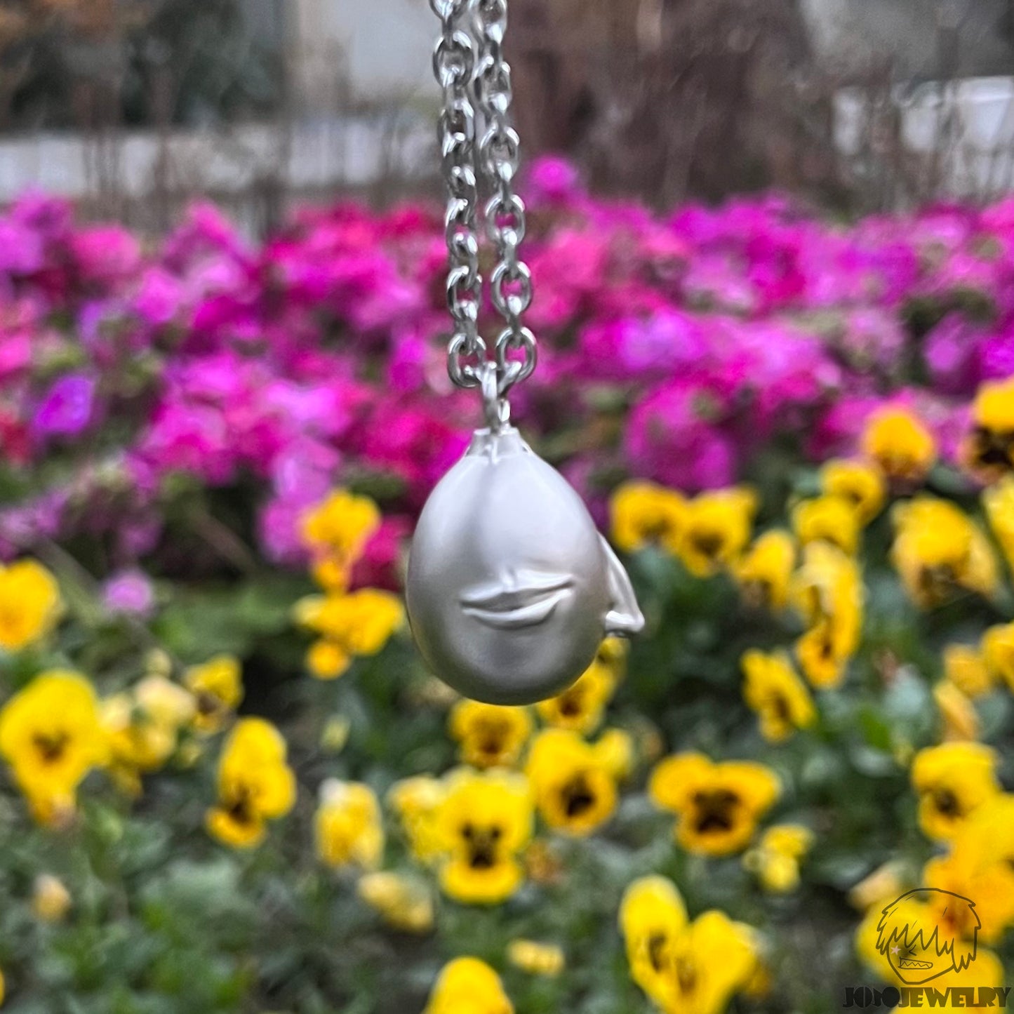 925 Sterling Silver Face Egg Pendant