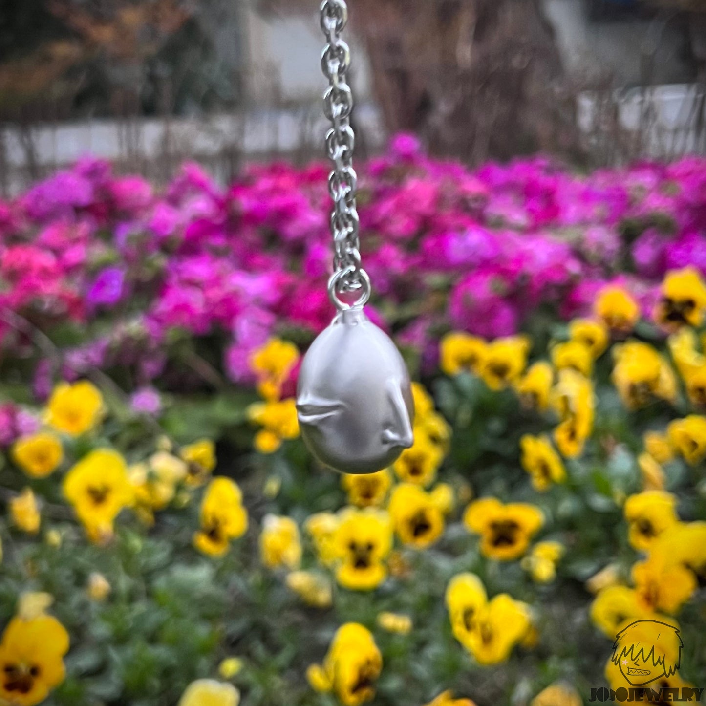 925 Sterling Silver Face Egg Pendant