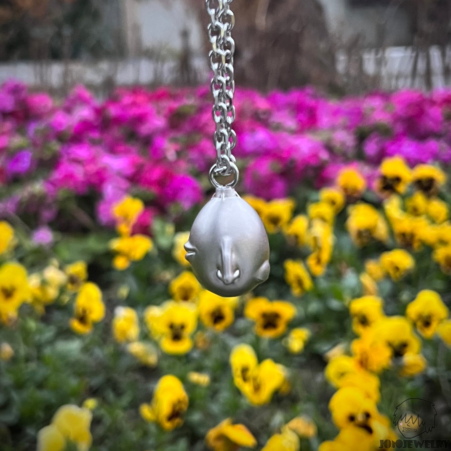 925 Sterling Silver Face Egg Pendant