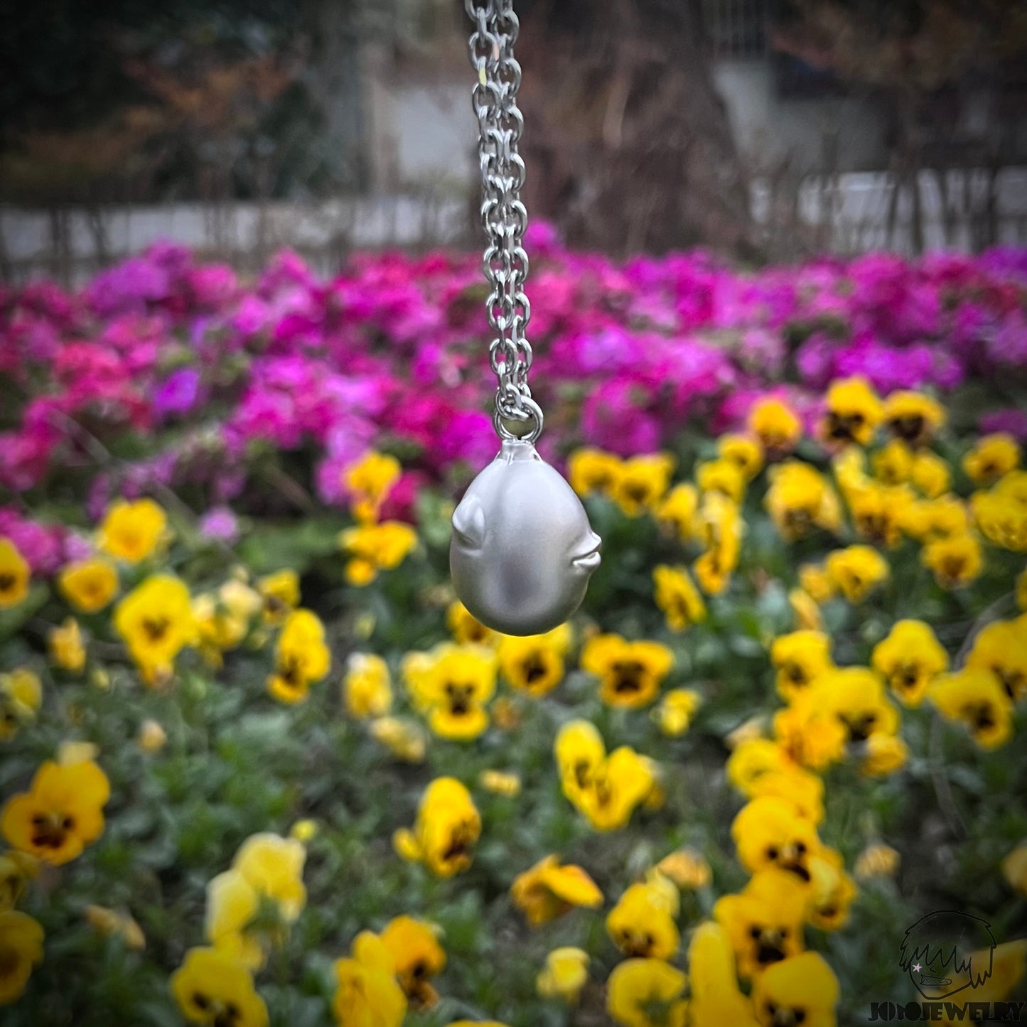 925 Sterling Silver Face Egg Pendant