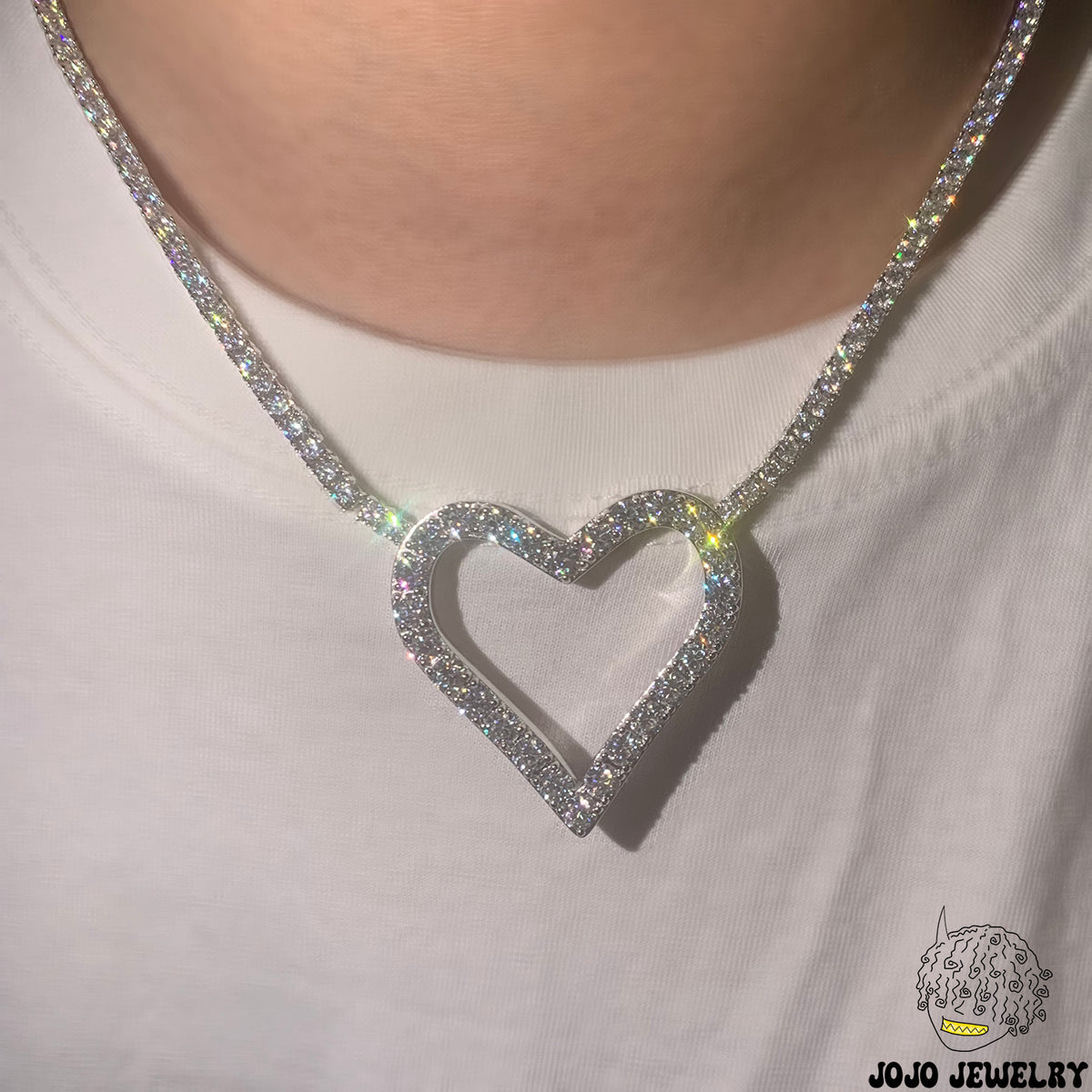 Heart Tennis Chain – 925 Sterling Silver VVS Moissanite
