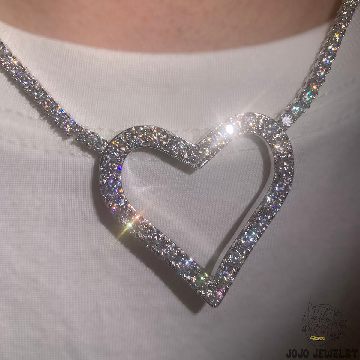 Heart Tennis Chain – 925 Sterling Silver VVS Moissanite