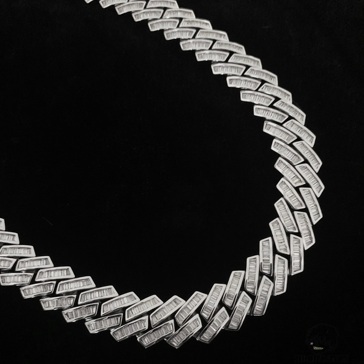 15mm 925 Sterling Silver Baguette Moissanite Iced Miami Cuban Link Chain