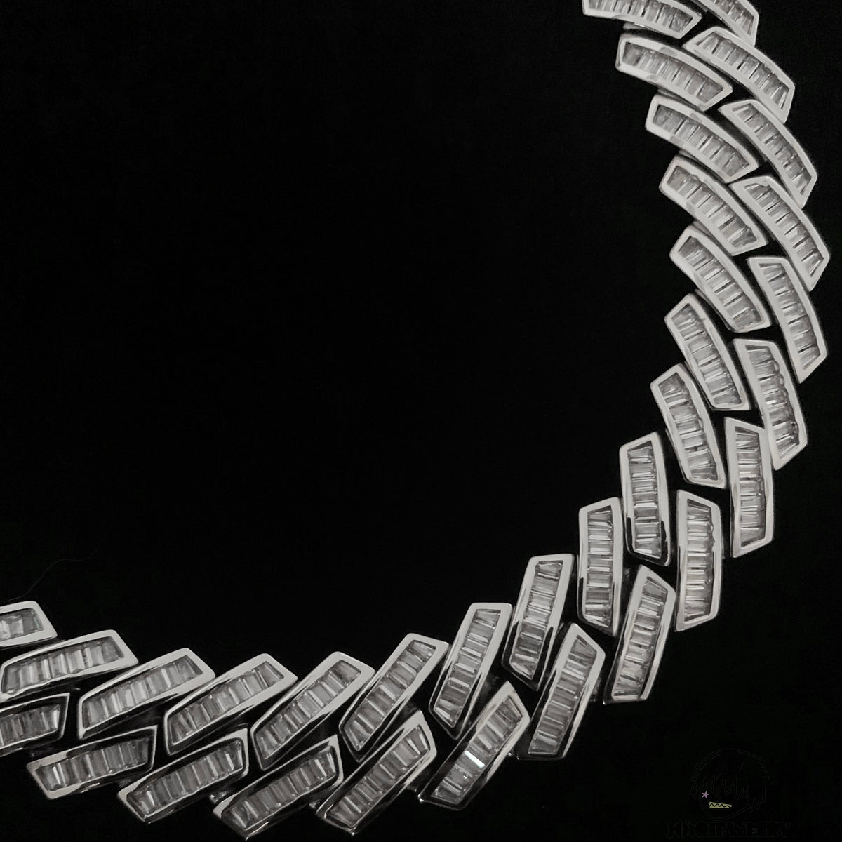 15mm 925 Sterling Silver Baguette Moissanite Iced Miami Cuban Link Chain