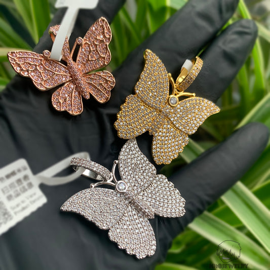 Fully Iced Butterfly Pendant