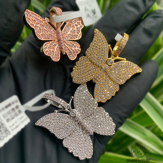 Fully Iced Butterfly Pendant