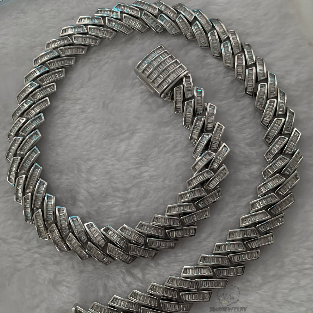15mm 925 Sterling Silver Baguette Moissanite Iced Miami Cuban Link Chain