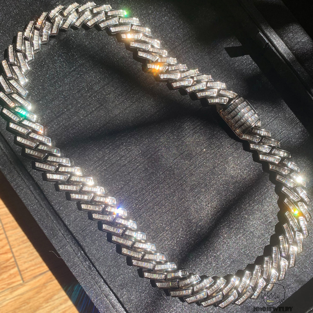 15mm 925 Sterling Silver Baguette Moissanite Iced Miami Cuban Link Chain