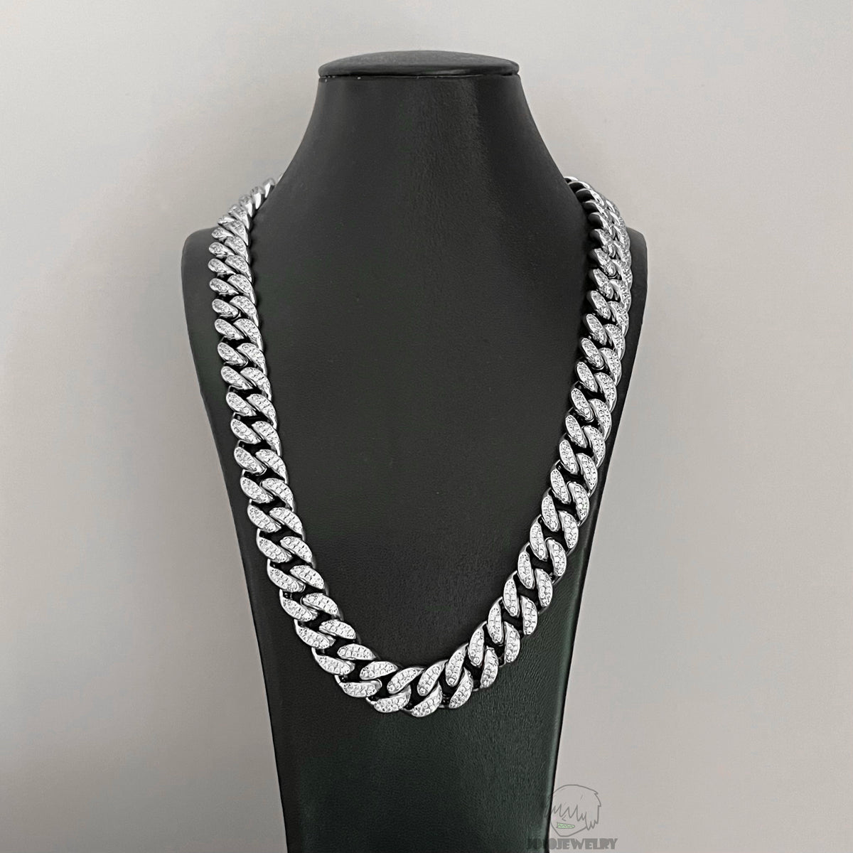 12mm 925 Sterling Silver Double-Sided Colorful Moissanite Iced Cuban Link Chain