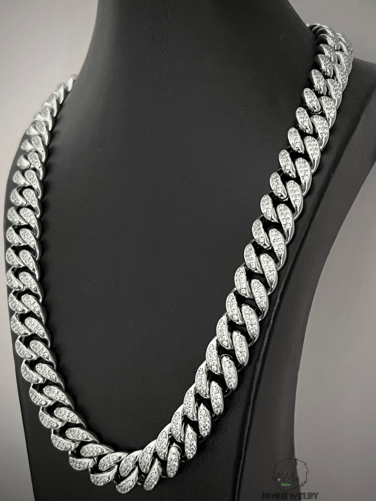 12mm 925 Sterling Silver Double-Sided Colorful Moissanite Iced Cuban Link Chain