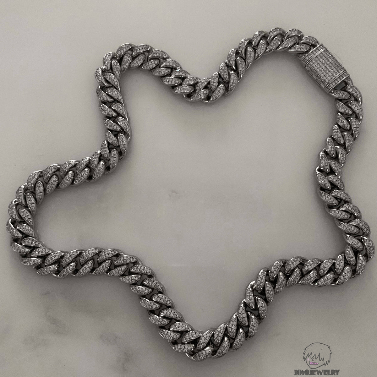 12mm 925 Sterling Silver Double-Sided Colorful Moissanite Iced Cuban Link Chain