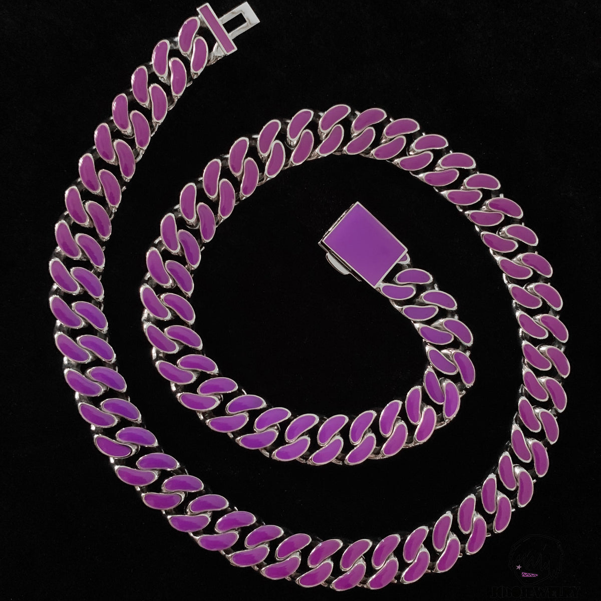 12mm 925 Sterling Silver Double-Sided Colorful Moissanite Iced Cuban Link Chain