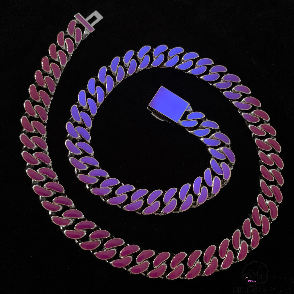 12mm 925 Sterling Silver Double-Sided Colorful Moissanite Iced Cuban Link Chain