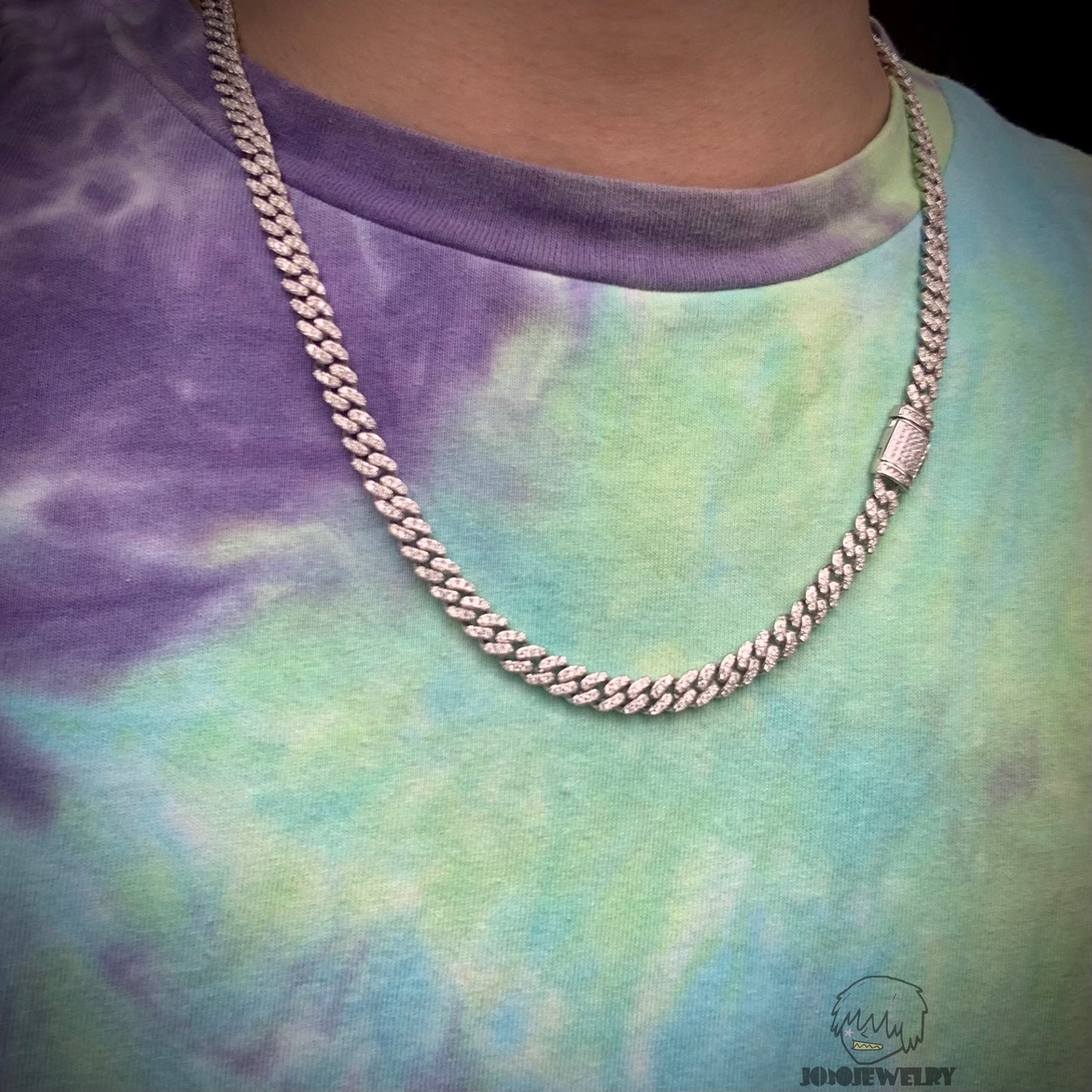 6mm 925 Silver Moissanite Iced Cuban Link Chain