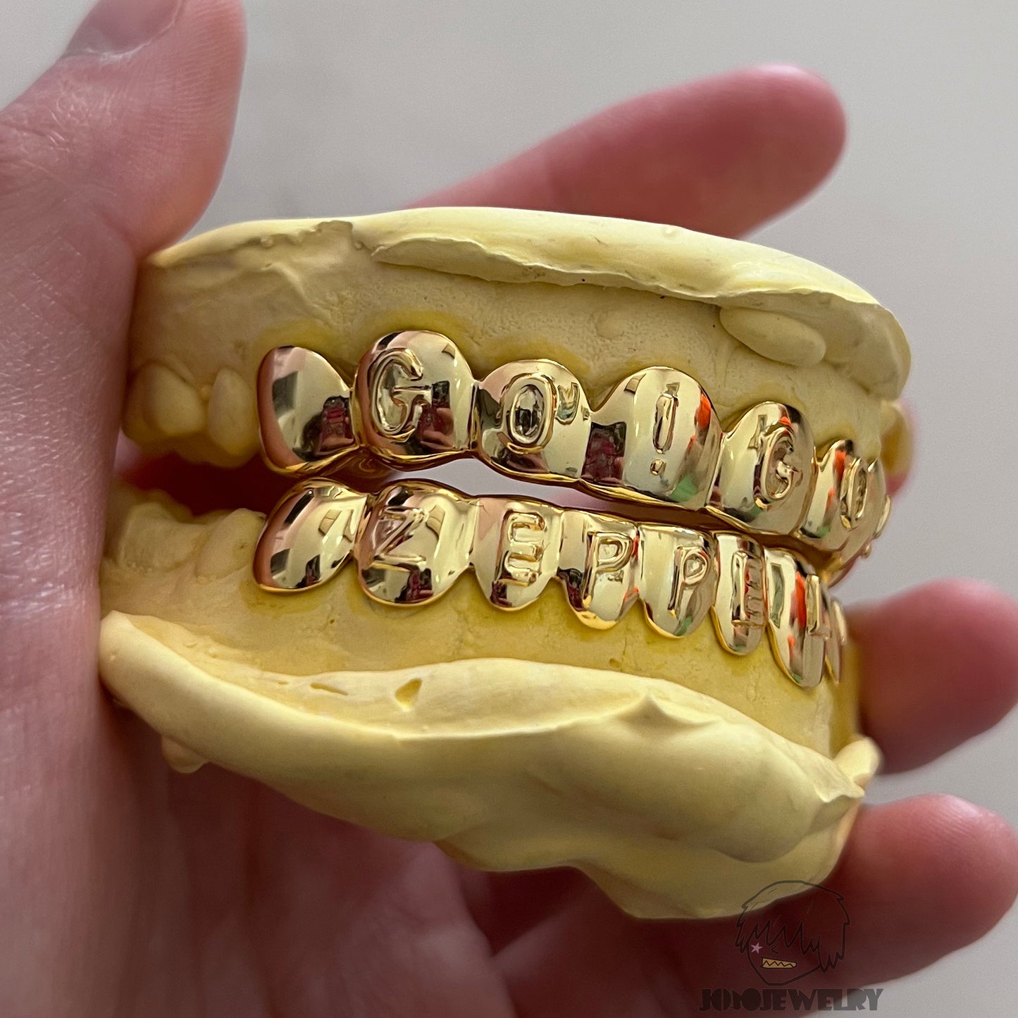 Custom Raised Letter Grillz – 925 Sterling Silver 18K Gold Plated