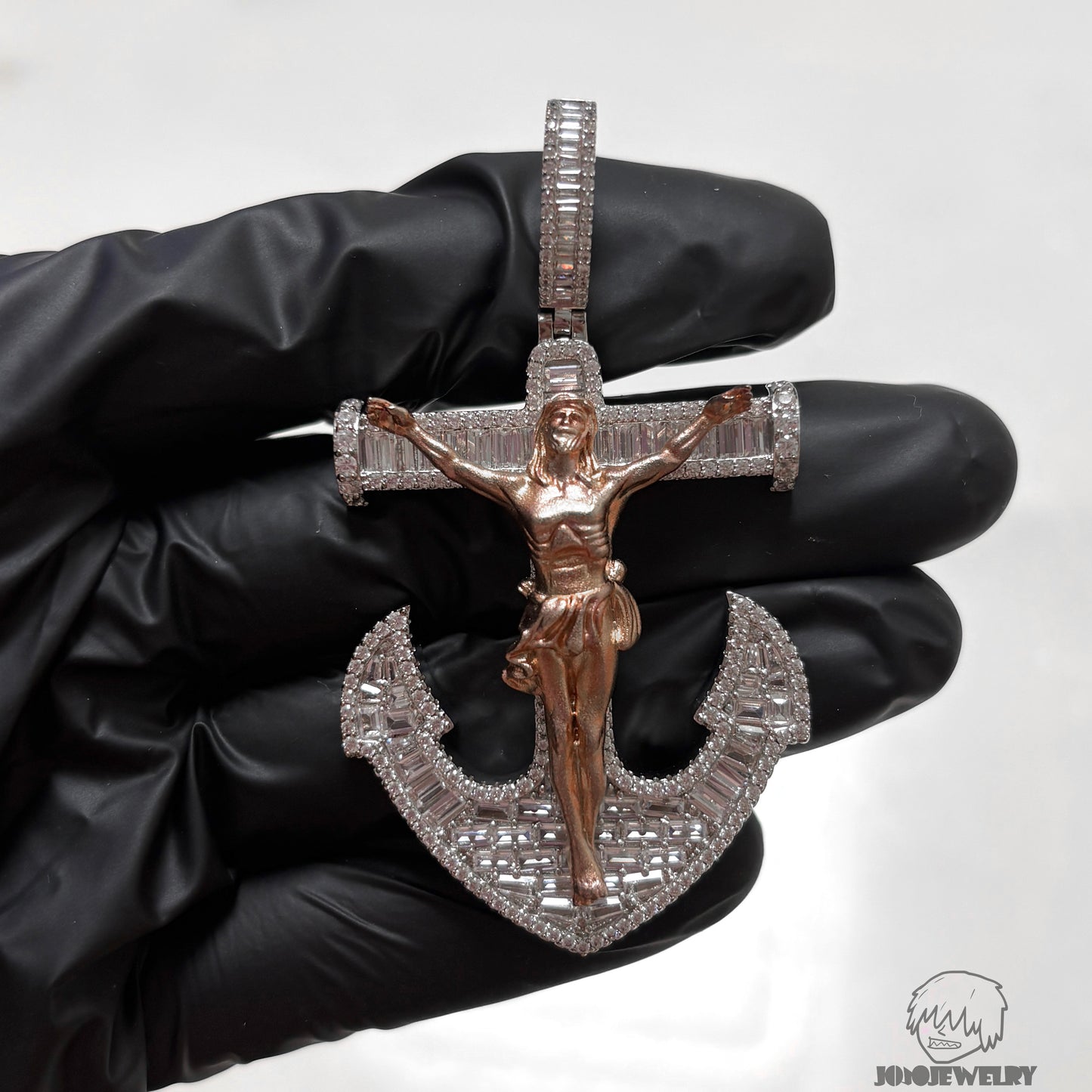 Iced Crucifix Anchor Pendant