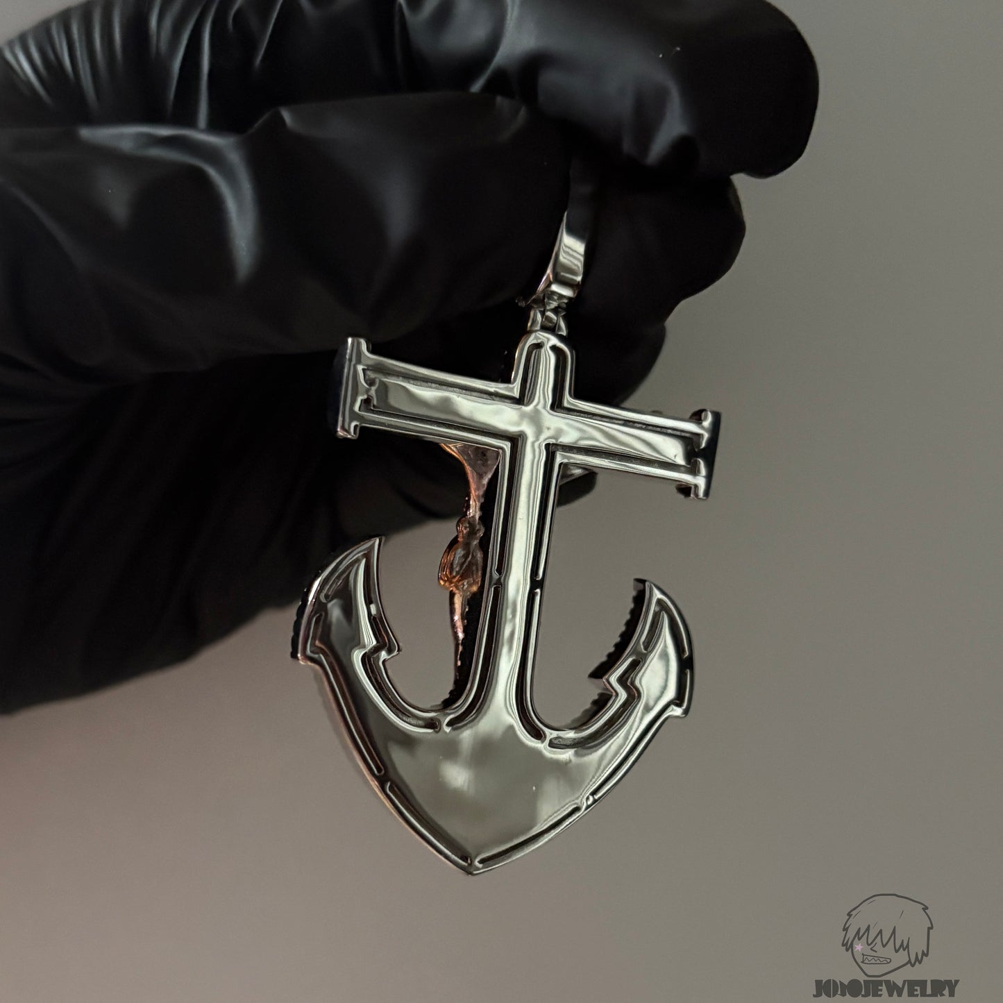 Iced Crucifix Anchor Pendant